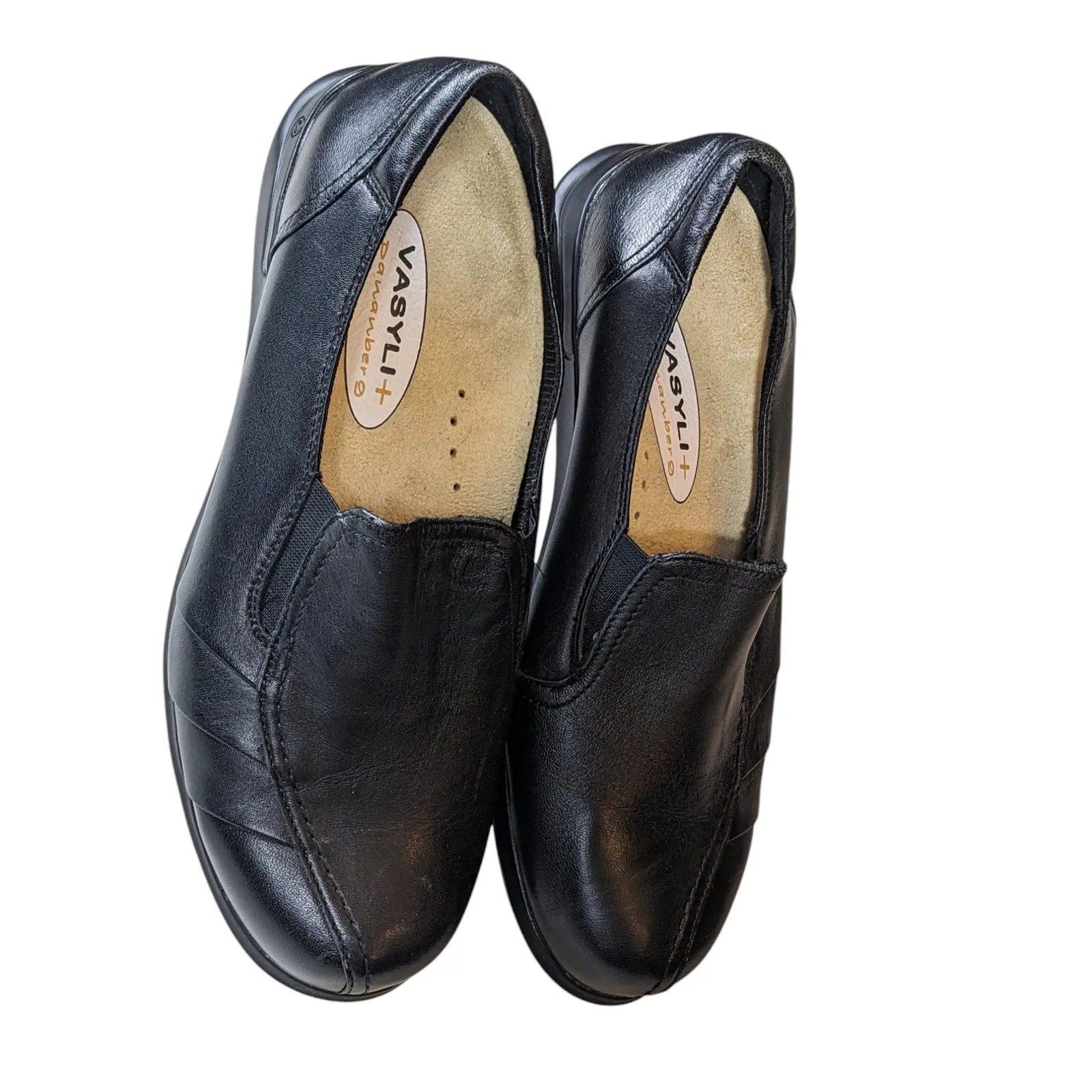 Aravon Shoes Womens Size 10 2E Black Leather Slip On Loafers Comfort WEF13BK