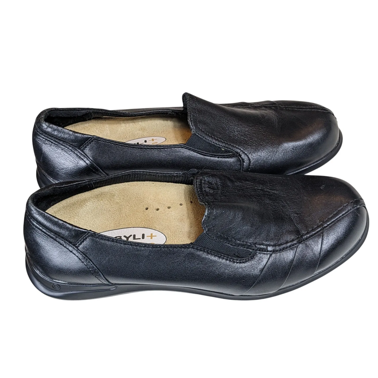 Aravon Shoes Womens Size 10 2E Black Leather Slip On Loafers Comfort WEF13BK