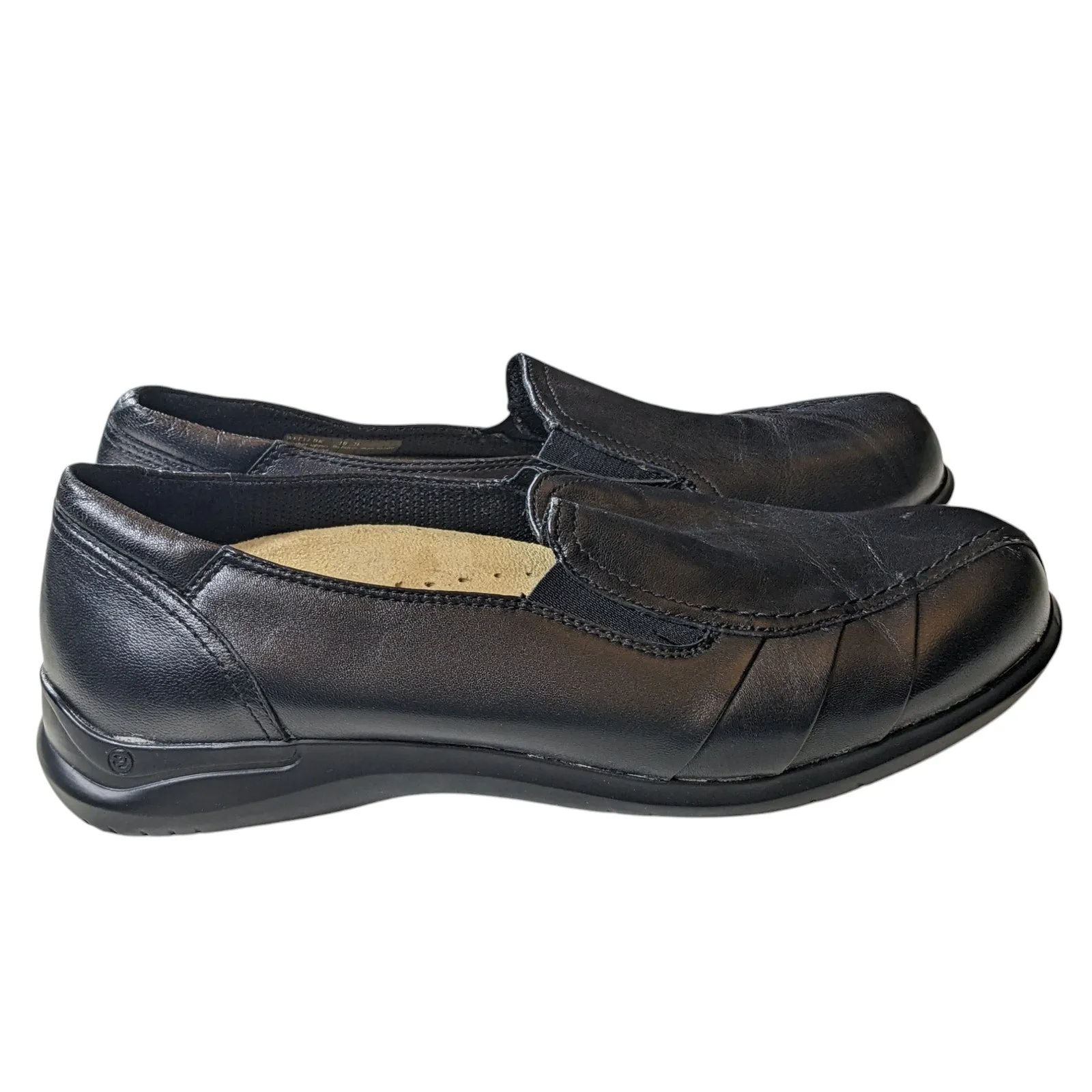 Aravon Shoes Womens Size 10 2E Black Leather Slip On Loafers Comfort WEF13BK