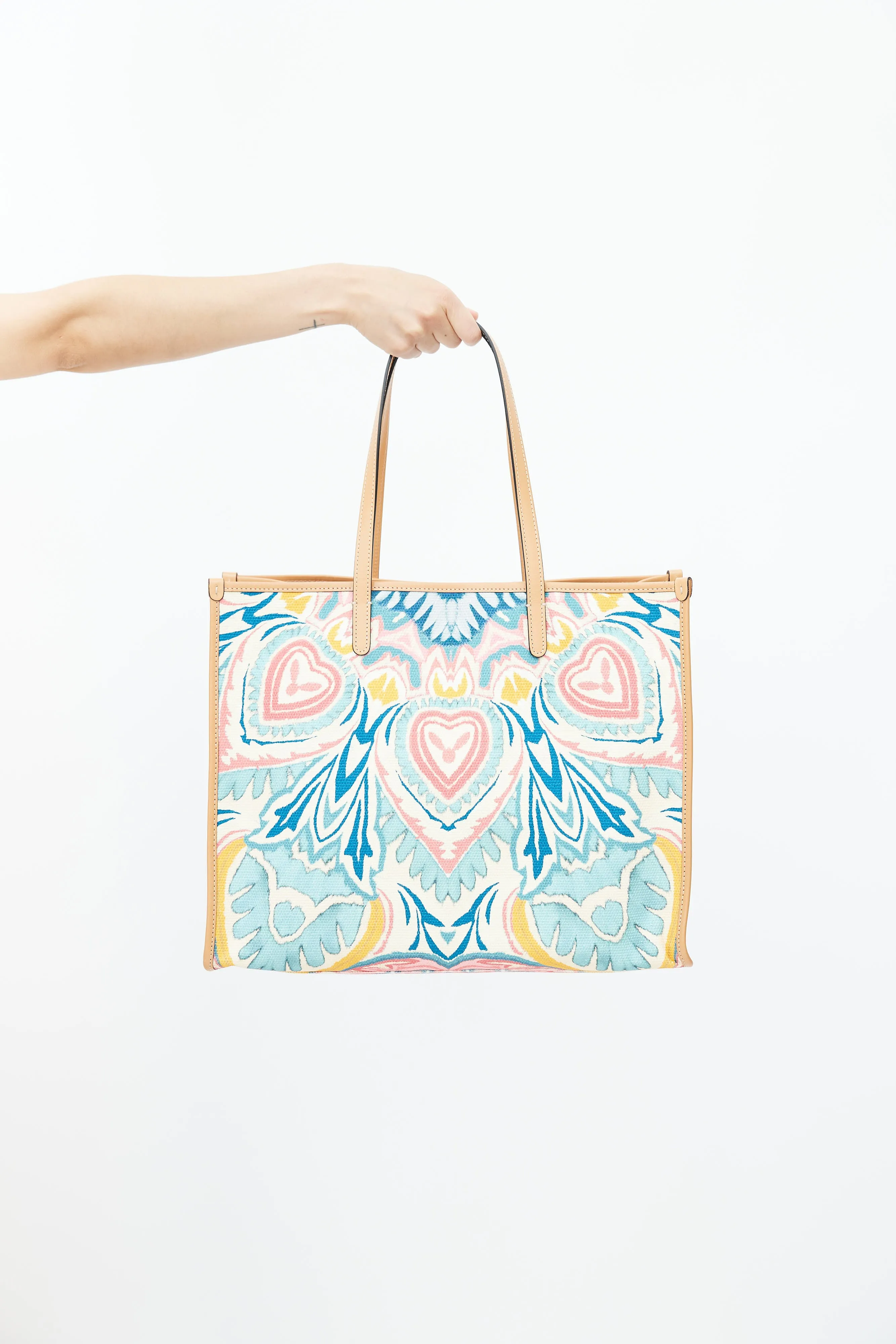Beige & Multicolour Woven Globetrotter Tote Bag