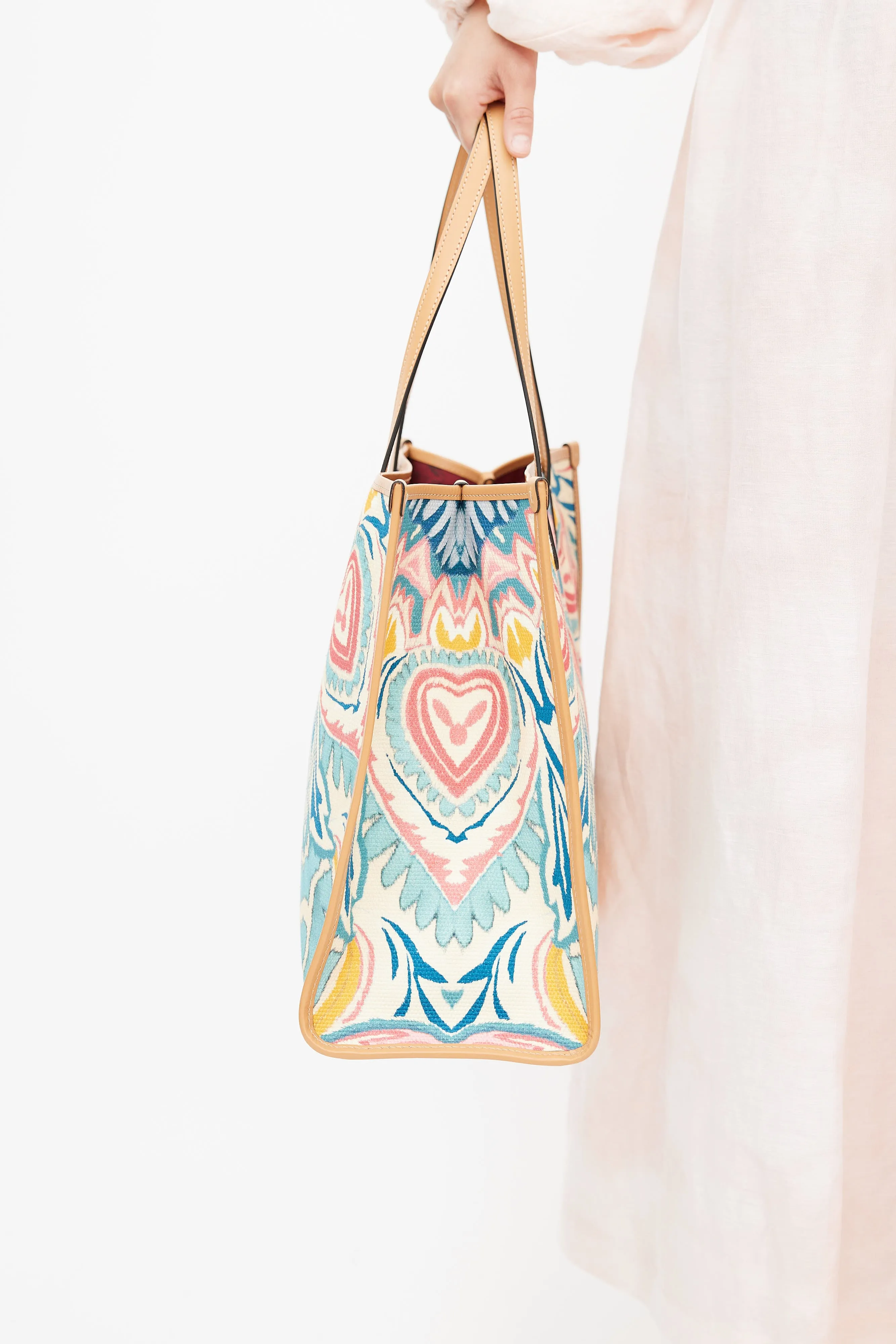 Beige & Multicolour Woven Globetrotter Tote Bag