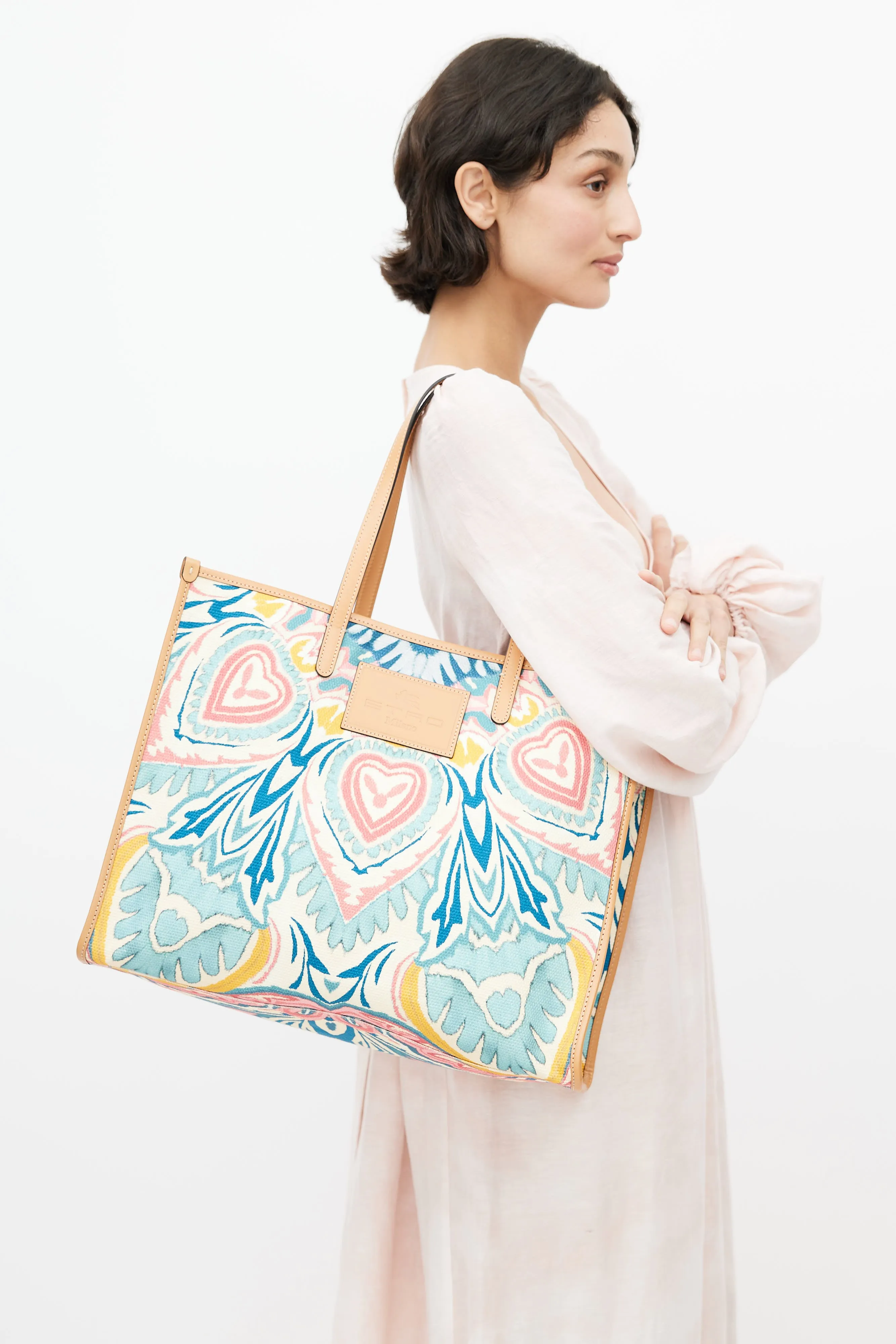 Beige & Multicolour Woven Globetrotter Tote Bag