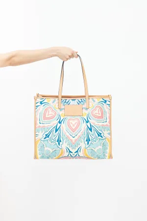 Beige & Multicolour Woven Globetrotter Tote Bag
