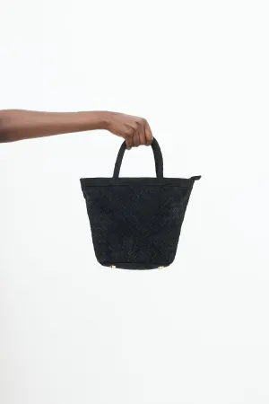 Black Suede Woven Onyx Tote Bag