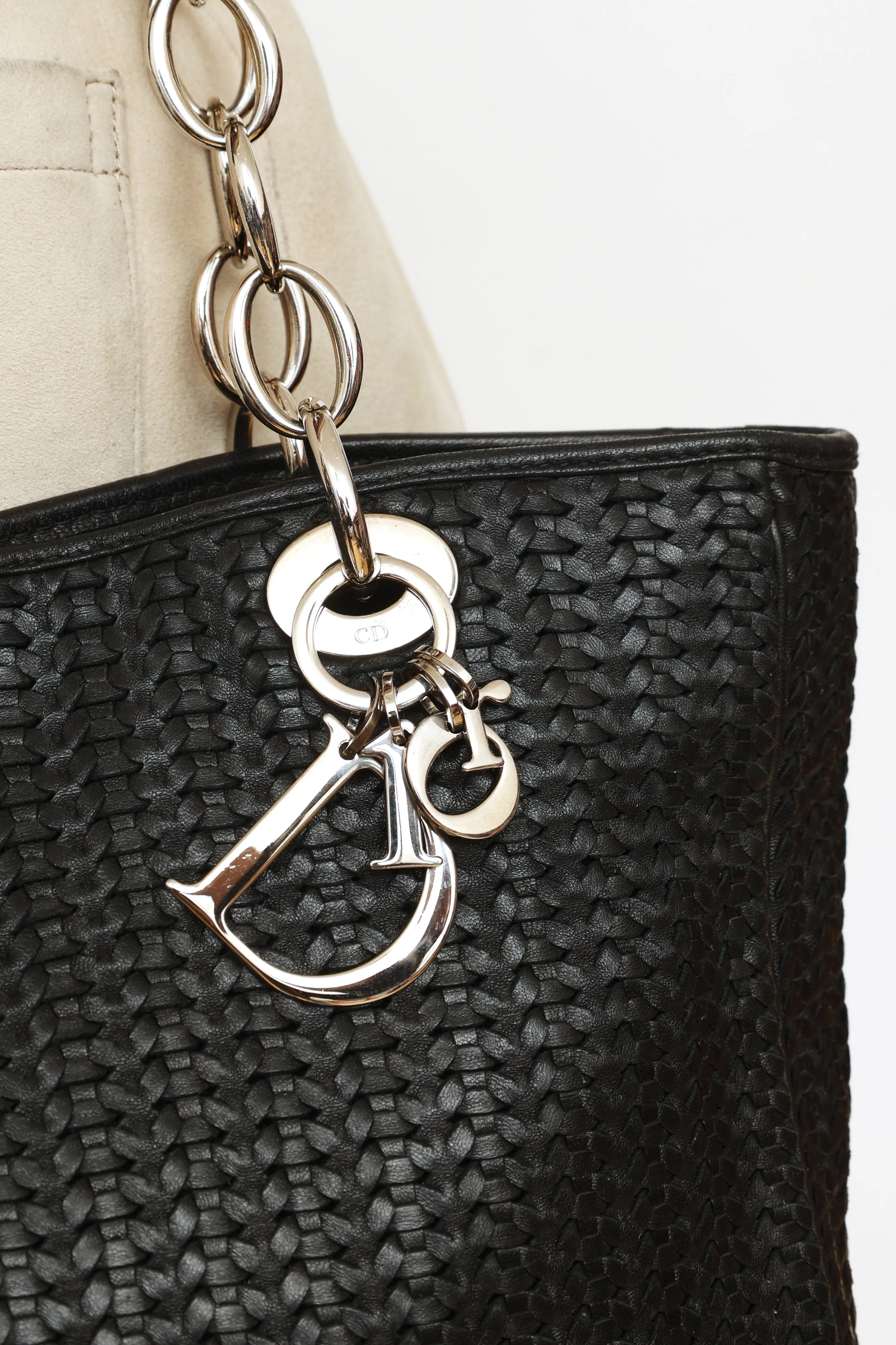 Black Woven Leather Tote Bag