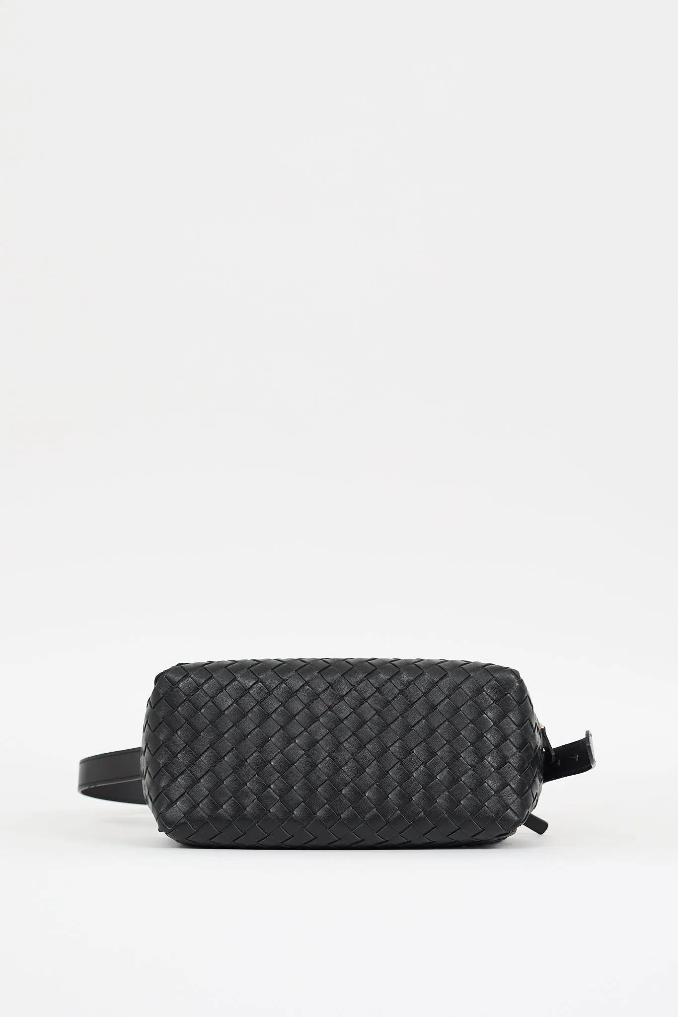 Black Woven Leather Trousse Bag