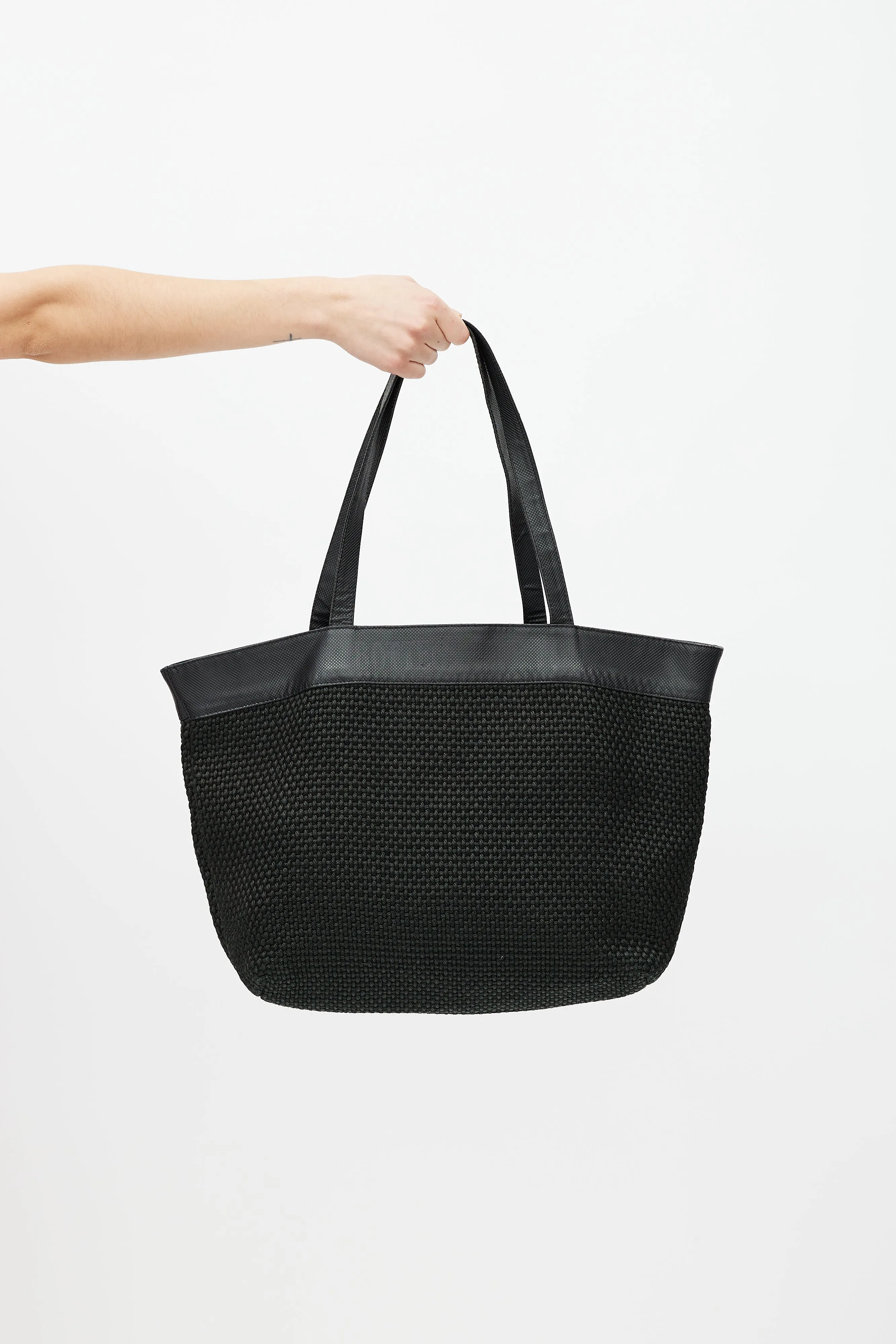Black Woven Textile Tote
