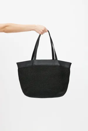 Black Woven Textile Tote