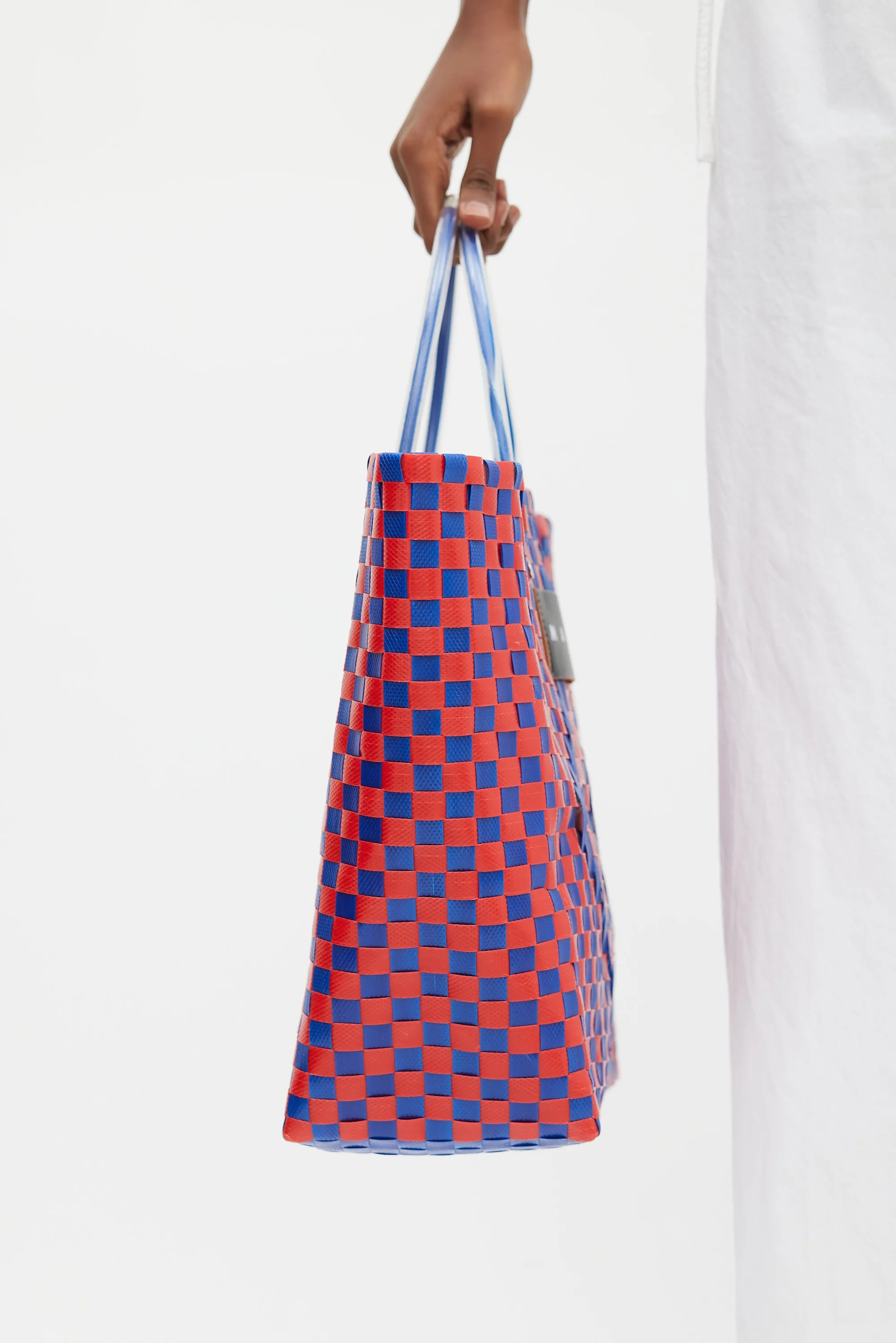 Blue & Red Woven Market Tote Bag