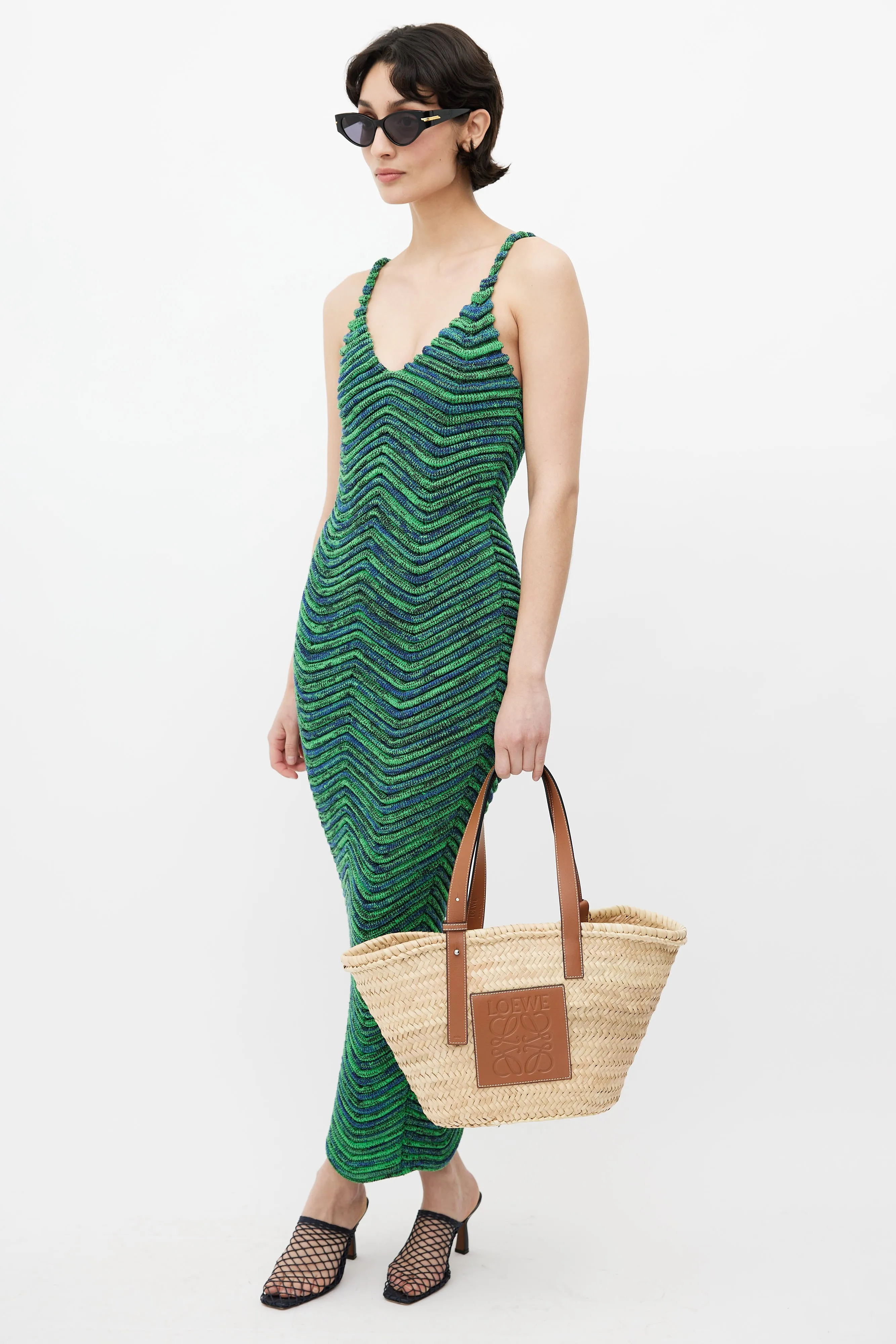 Brown Basket Woven Tote Bag