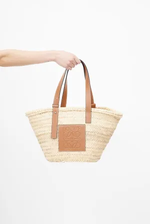 Brown Basket Woven Tote Bag