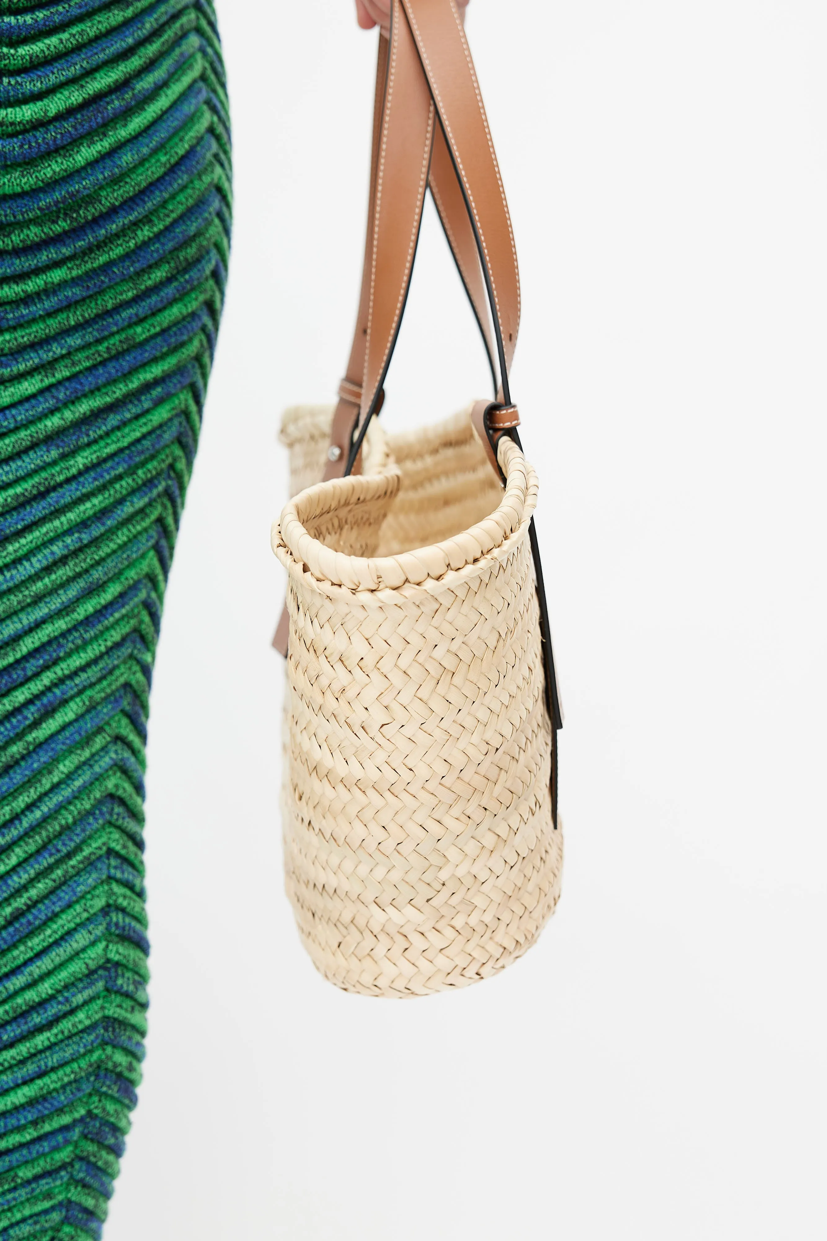 Brown Basket Woven Tote Bag