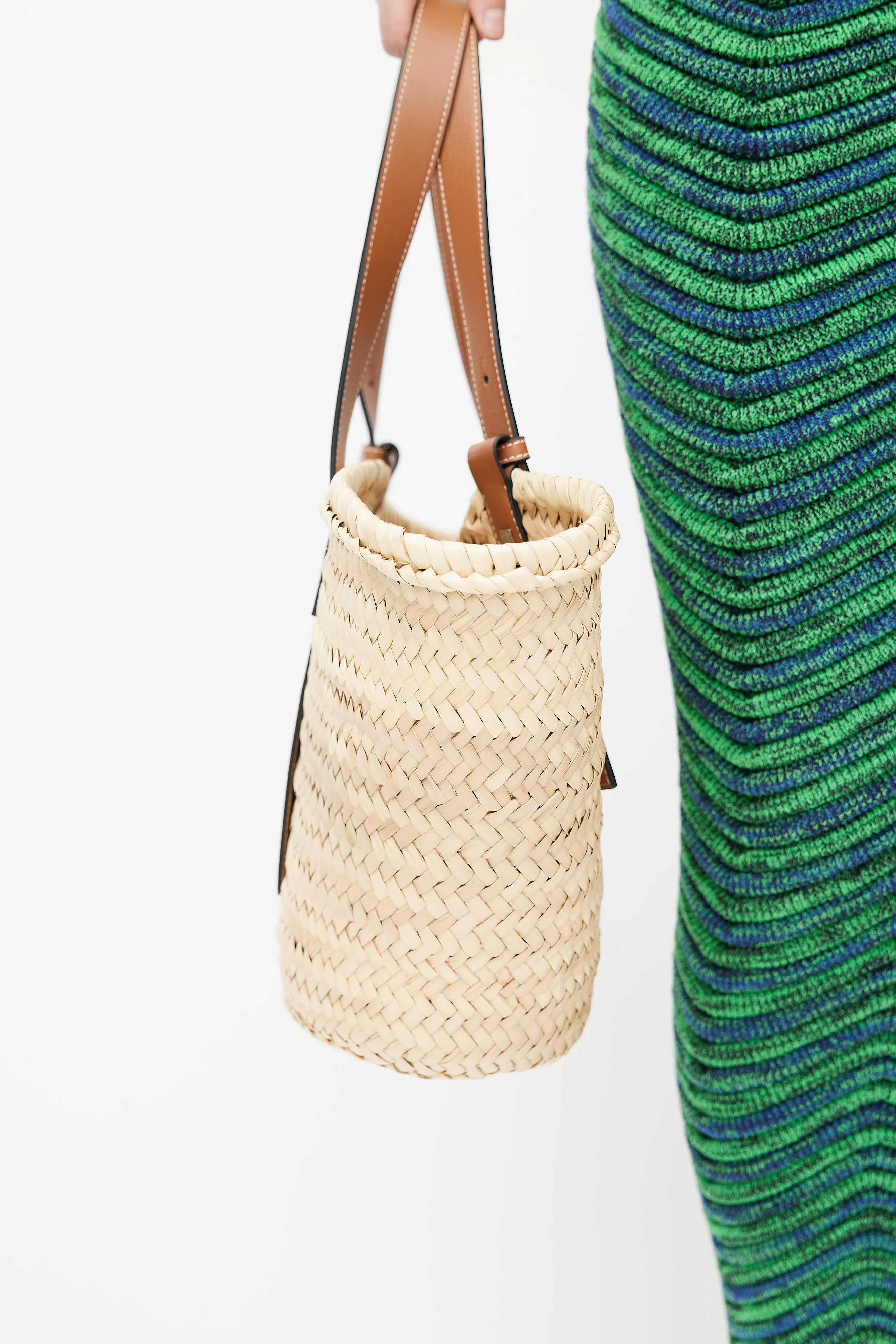 Brown Basket Woven Tote Bag
