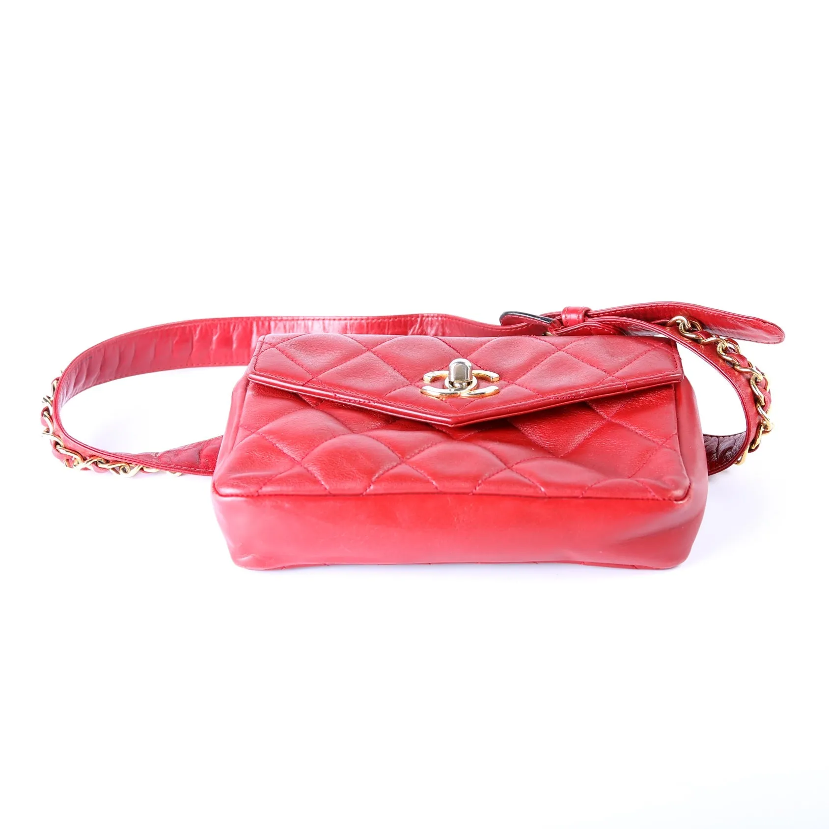 CC Turnlock Waist Vintage Belt Bag Size 75/30 Red