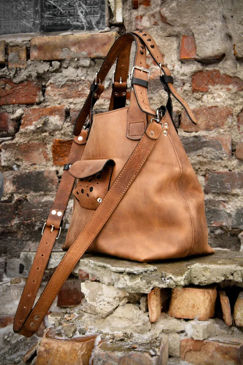 CH05 – Unique tote bag, handmade leather purse, shoulder handbag