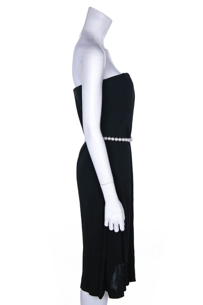 Chanel Black Stretch Pearl-Embellished Strapless Dress Size S | FR 38