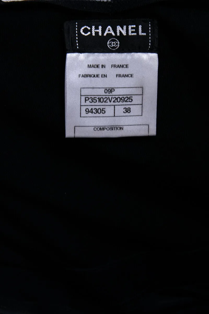 Chanel Black Stretch Pearl-Embellished Strapless Dress Size S | FR 38