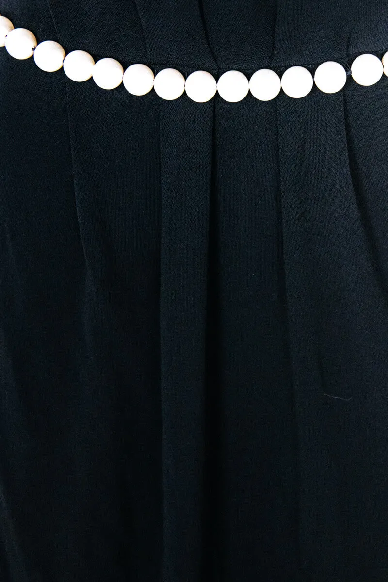 Chanel Black Stretch Pearl-Embellished Strapless Dress Size S | FR 38