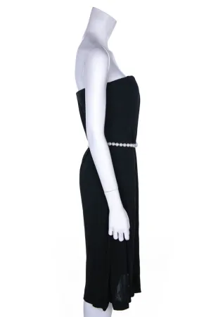 Chanel Black Stretch Pearl-Embellished Strapless Dress Size S | FR 38