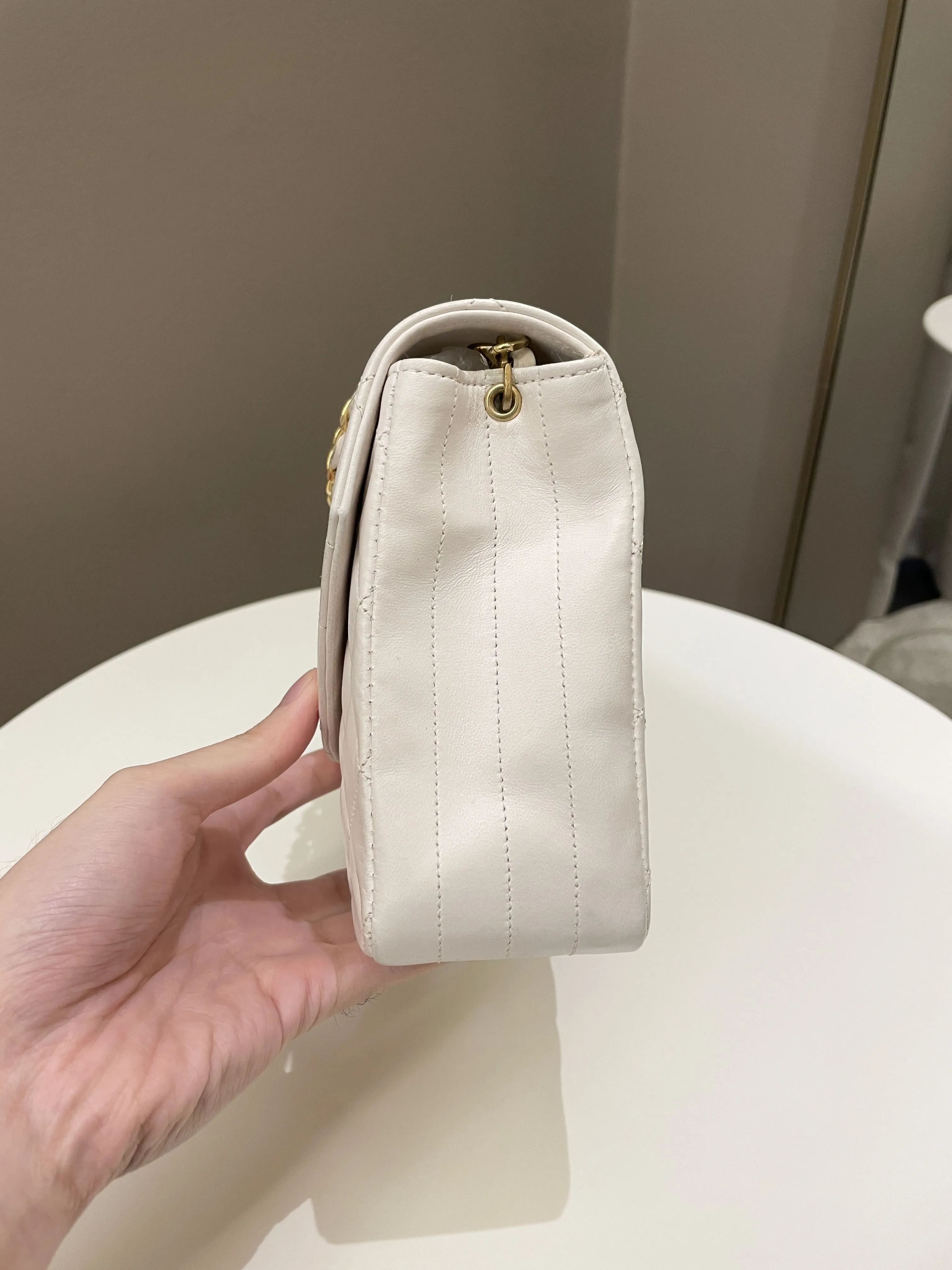 Chanel Vintage Quilted Flap Bag White Lambskin