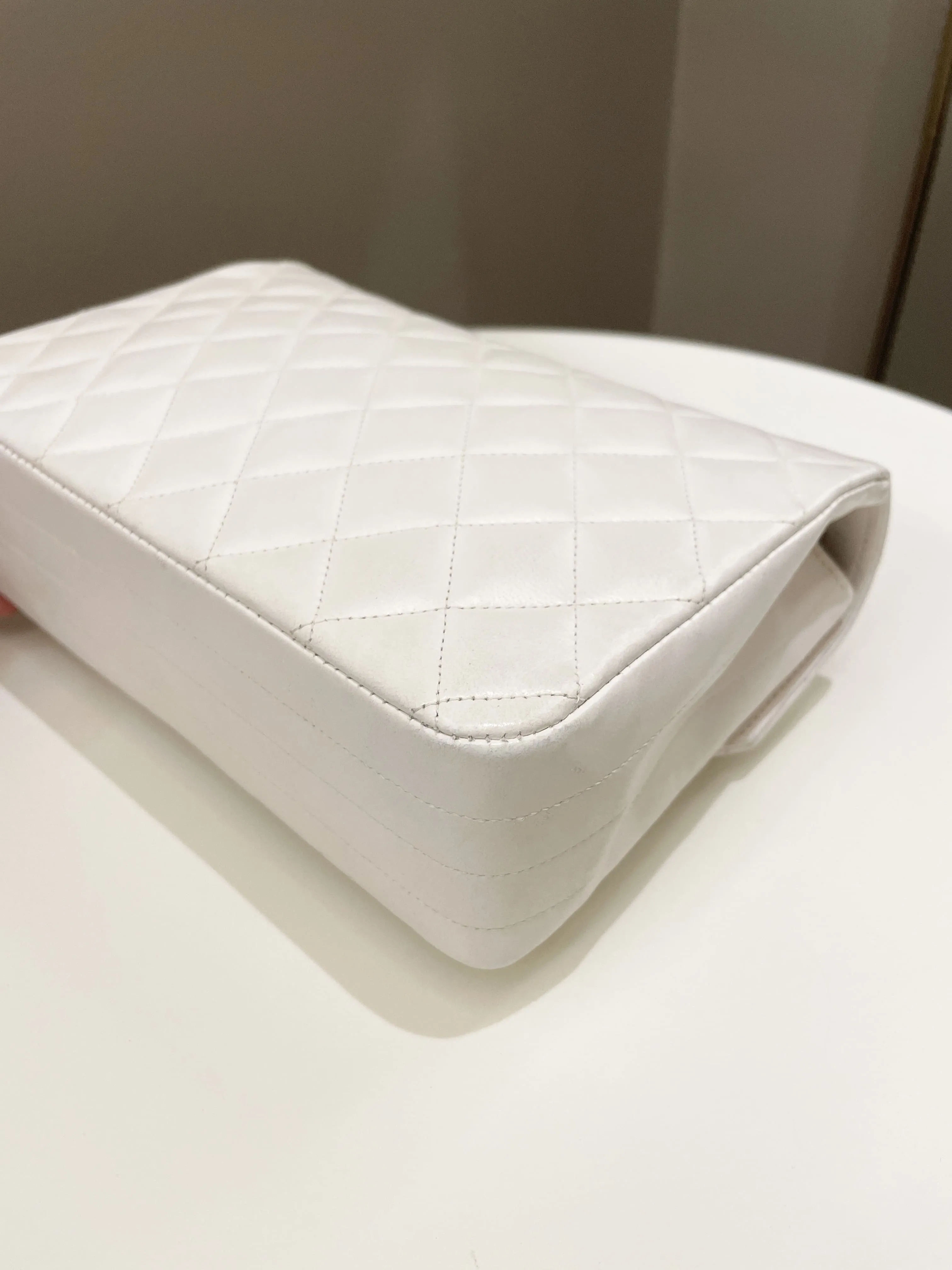 Chanel Vintage Quilted Flap Bag White Lambskin