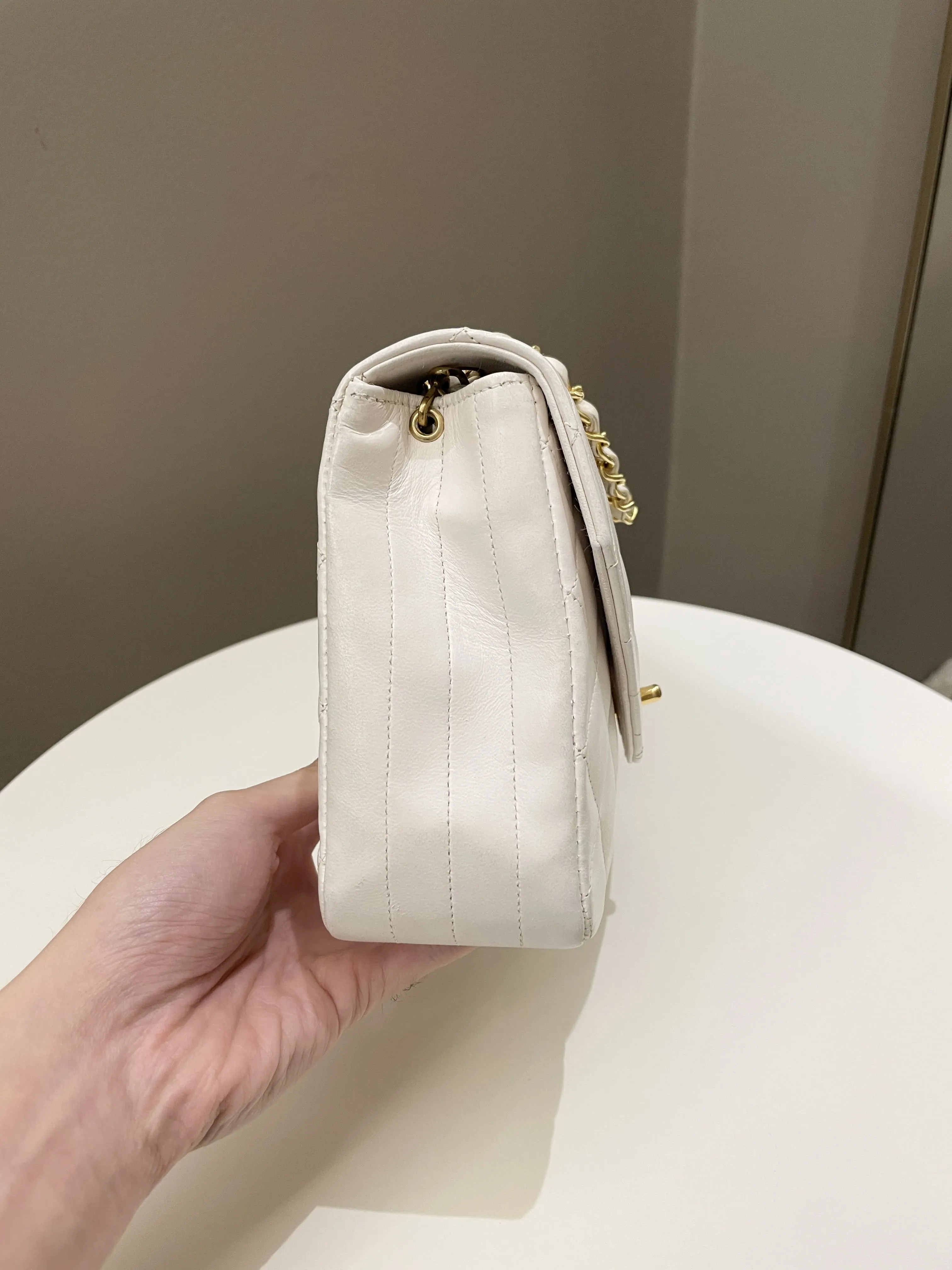 Chanel Vintage Quilted Flap Bag White Lambskin