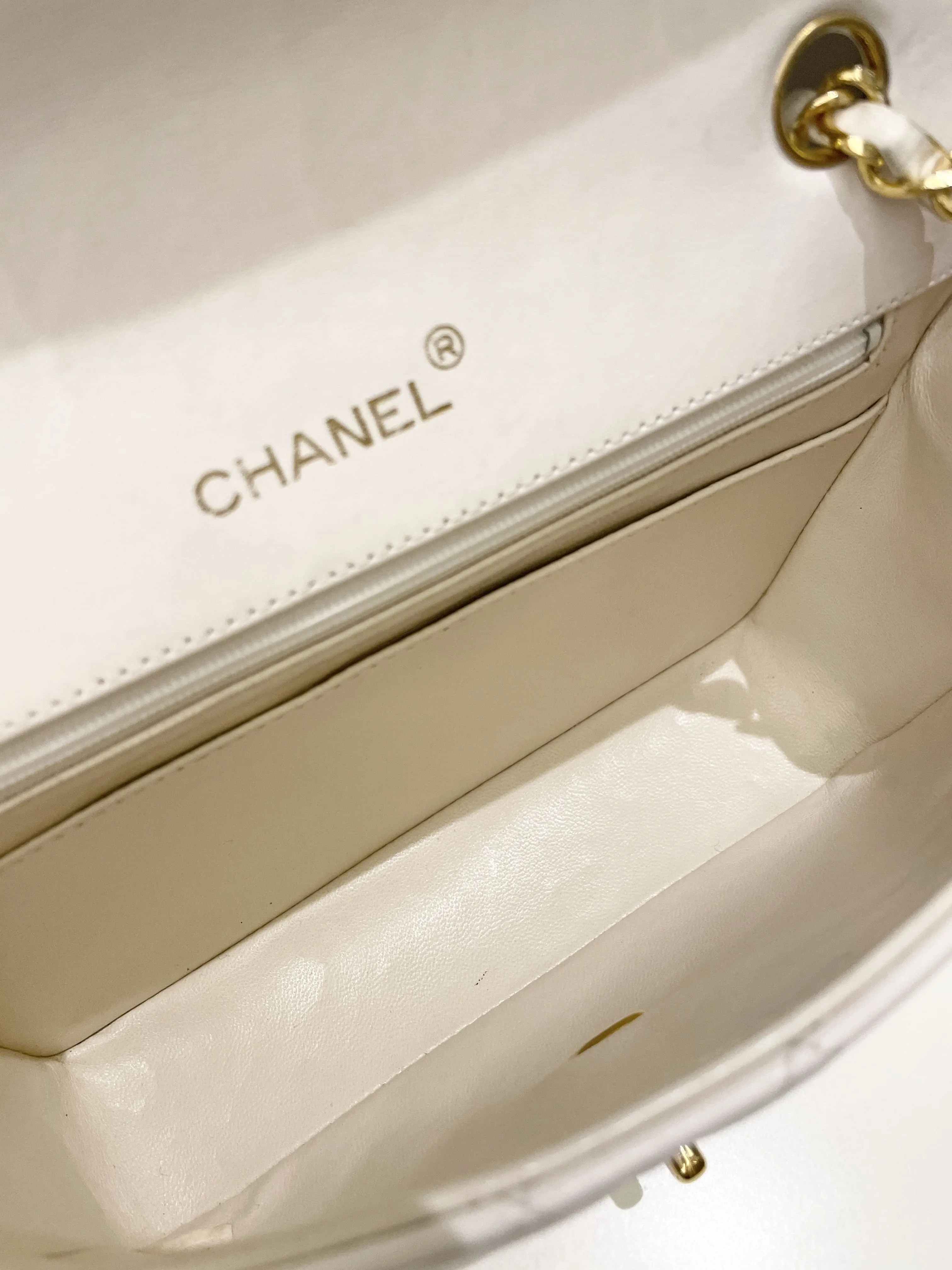 Chanel Vintage Quilted Flap Bag White Lambskin