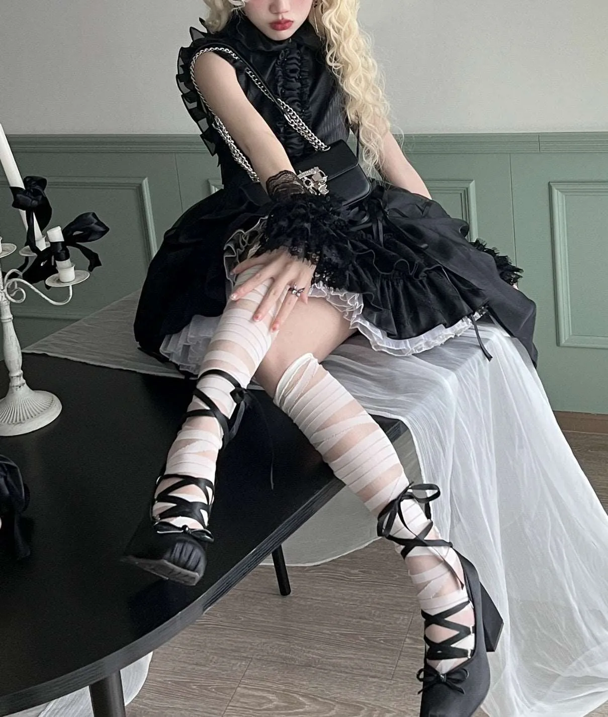 Coquette Ballet Style Elegant Satin Strap High Heels Shoes