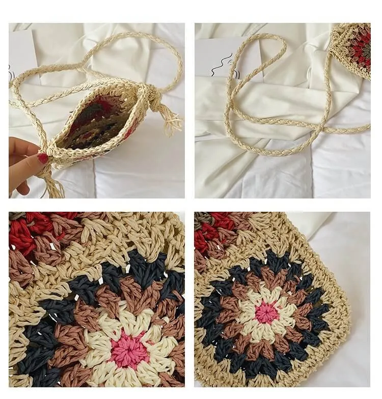 Designer Woven Straw Crossbody  Phone Bag-Showtown