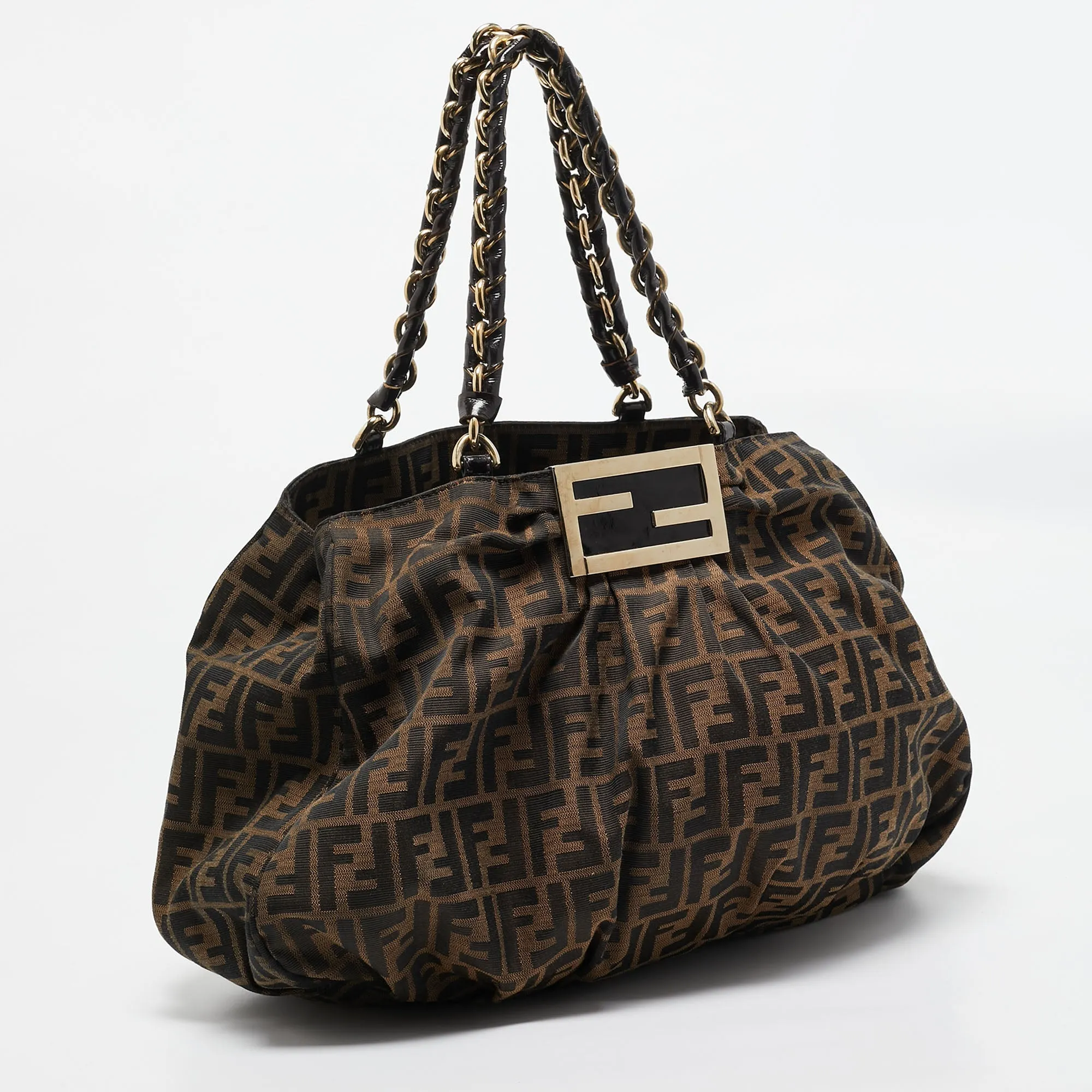 Fendi Zucca Canvas Large Mia Shoulder Bag