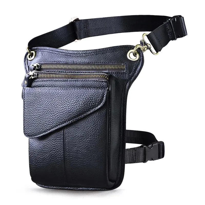 Genuine Leather Man Bag - Multifunction Design Travel Sling Shoulder or Waist Bag