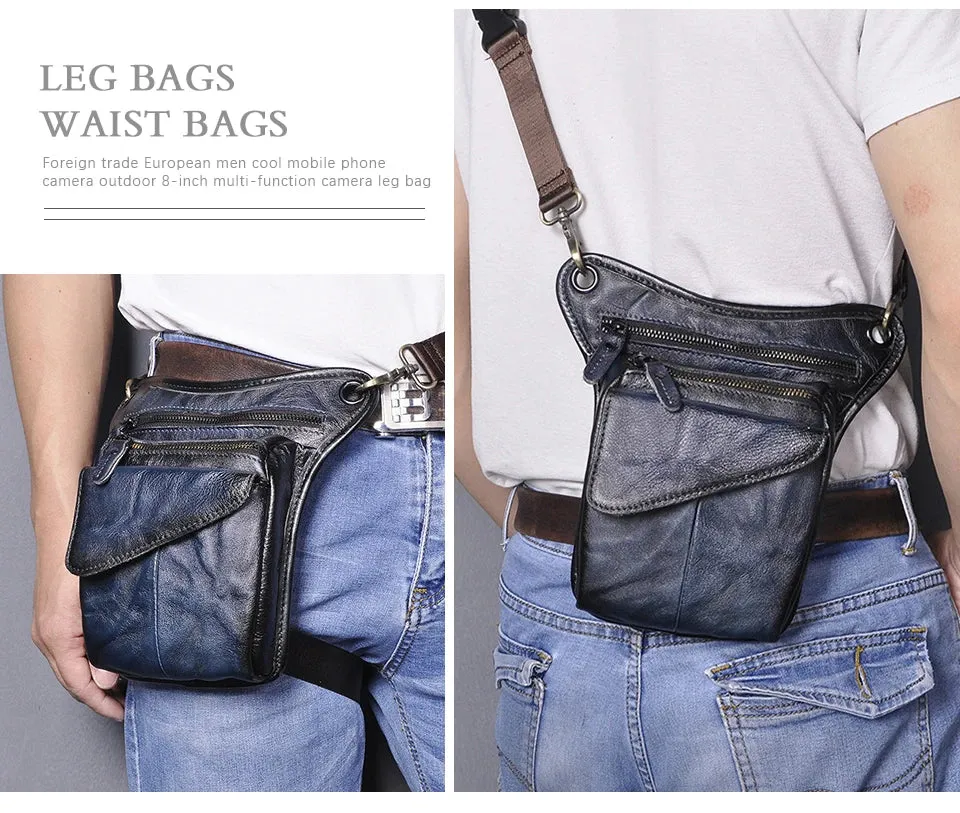 Genuine Leather Man Bag - Multifunction Design Travel Sling Shoulder or Waist Bag