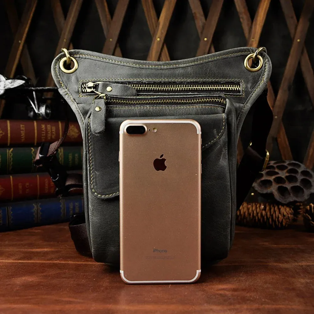 Genuine Leather Man Bag - Multifunction Design Travel Sling Shoulder or Waist Bag