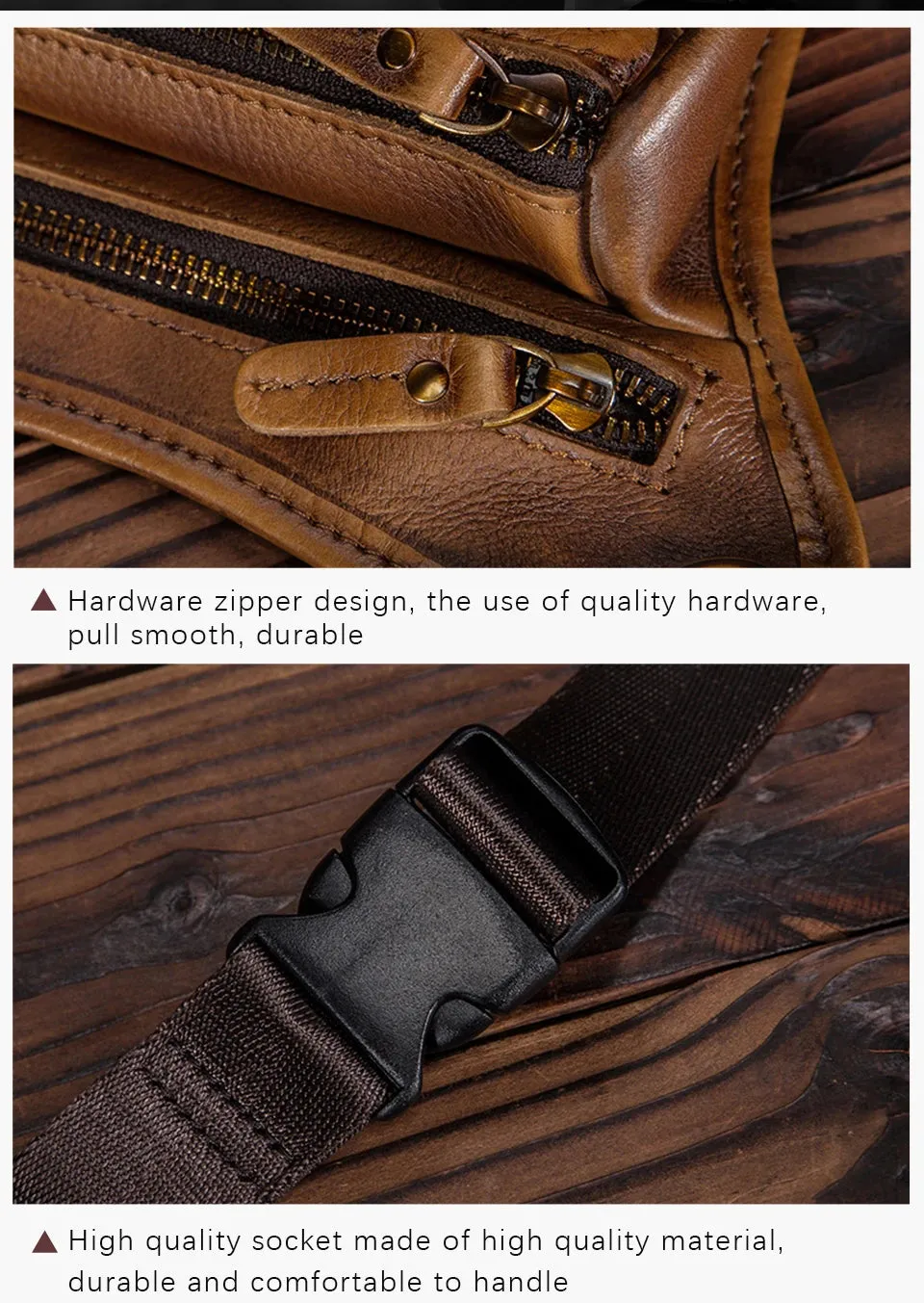 Genuine Leather Man Bag - Multifunction Design Travel Sling Shoulder or Waist Bag