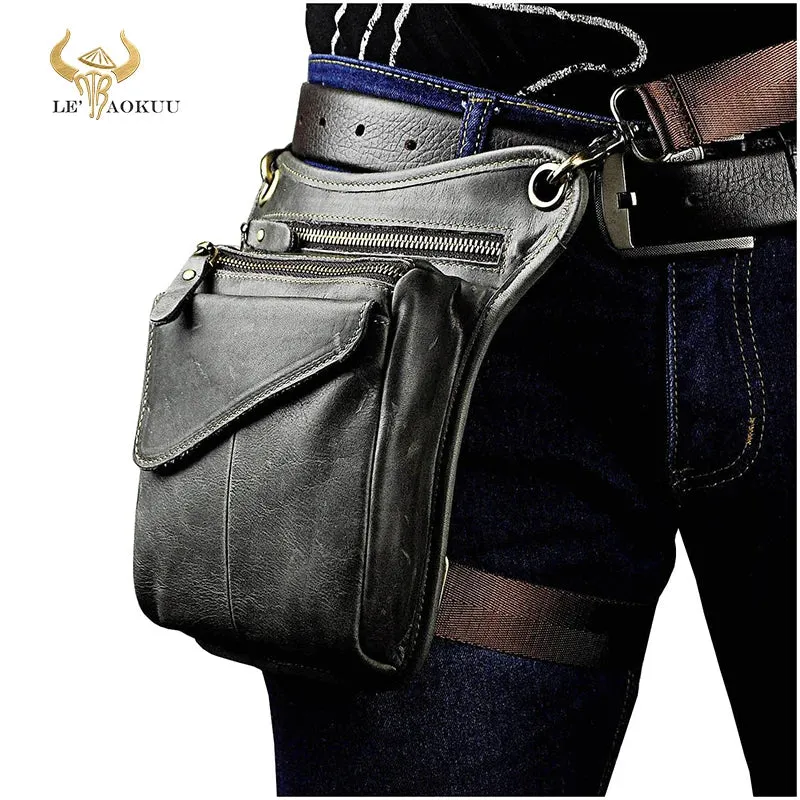 Genuine Leather Man Bag - Multifunction Design Travel Sling Shoulder or Waist Bag