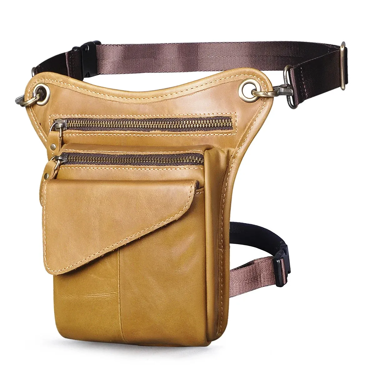 Genuine Leather Man Bag - Multifunction Design Travel Sling Shoulder or Waist Bag