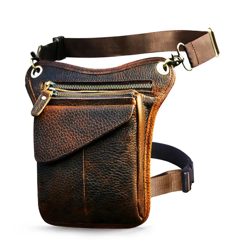 Genuine Leather Man Bag - Multifunction Design Travel Sling Shoulder or Waist Bag