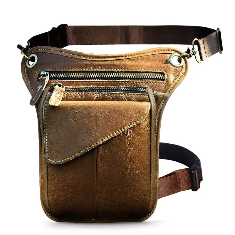 Genuine Leather Man Bag - Multifunction Design Travel Sling Shoulder or Waist Bag