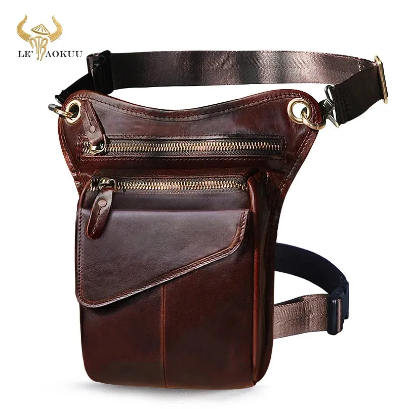Genuine Leather Man Bag - Multifunction Design Travel Sling Shoulder or Waist Bag
