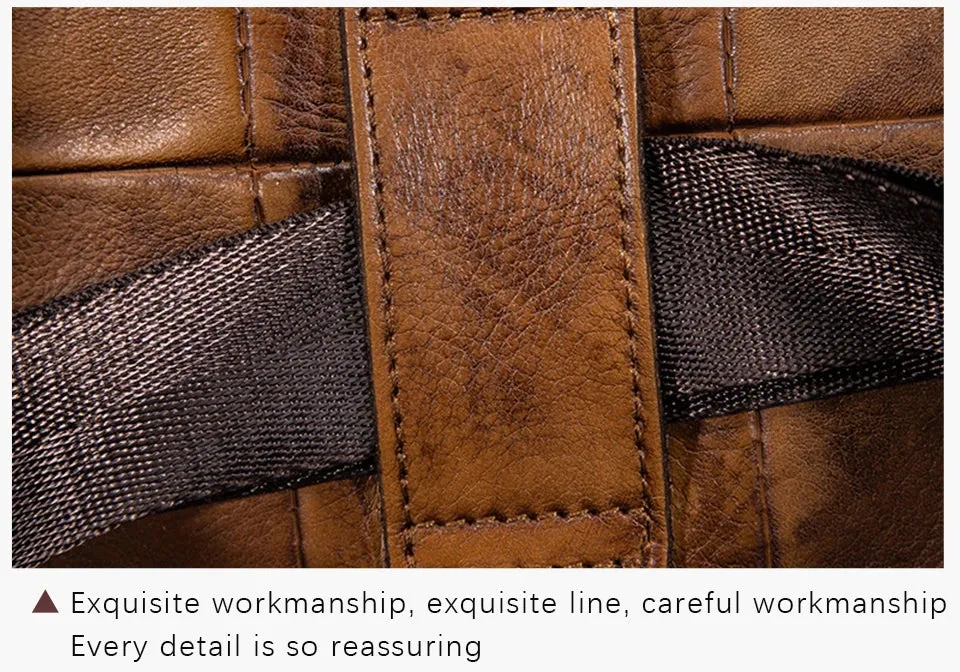 Genuine Leather Man Bag - Multifunction Design Travel Sling Shoulder or Waist Bag
