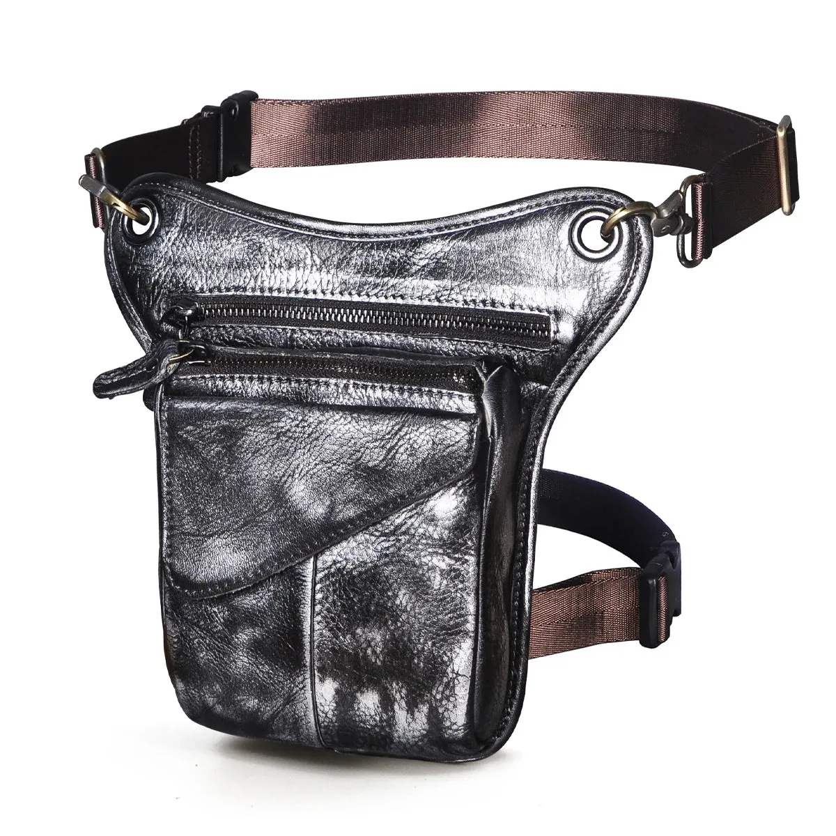 Genuine Leather Man Bag - Multifunction Design Travel Sling Shoulder or Waist Bag