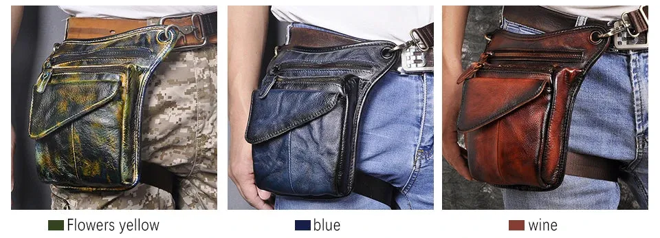 Genuine Leather Man Bag - Multifunction Design Travel Sling Shoulder or Waist Bag
