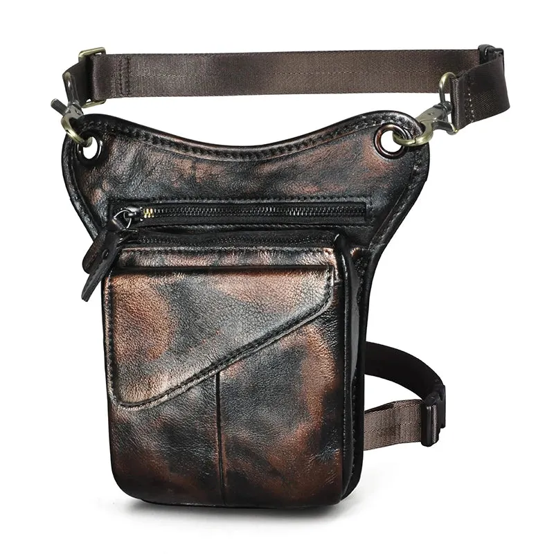Genuine Leather Man Bag - Multifunction Design Travel Sling Shoulder or Waist Bag