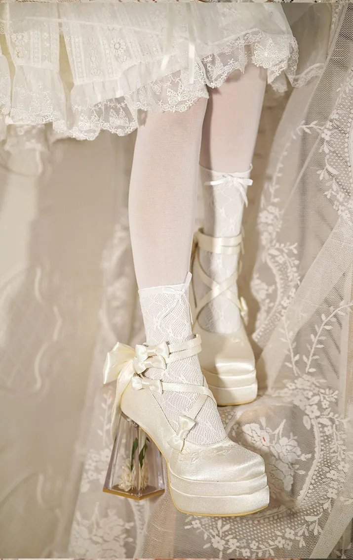 Glass Flower Bad Bear High Heels Shoes