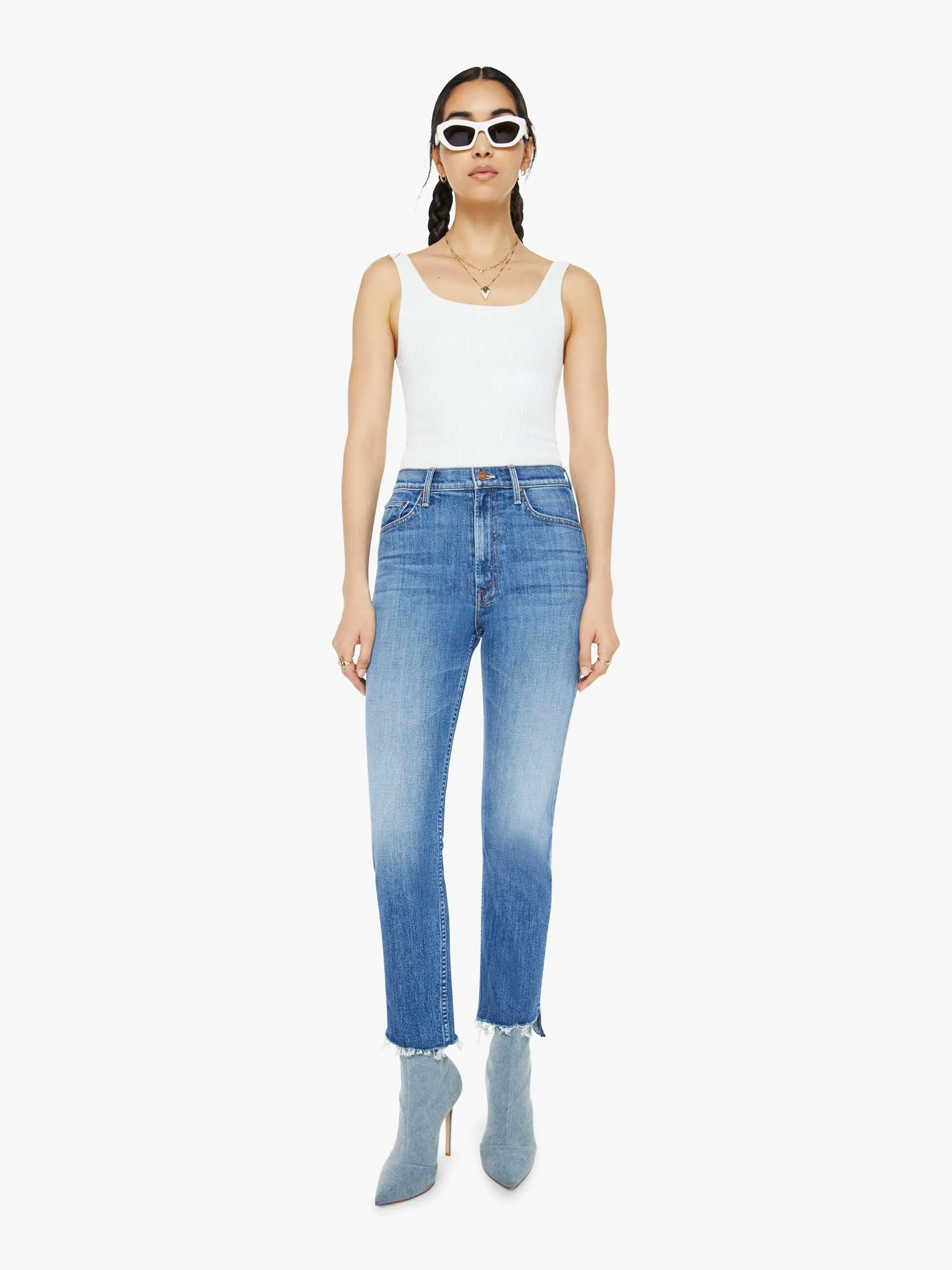 High Waisted Rider Ankle Step Fray- Loafers and Lassos