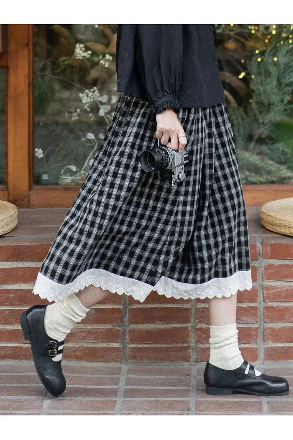 Lace High Waist Midi Skirt