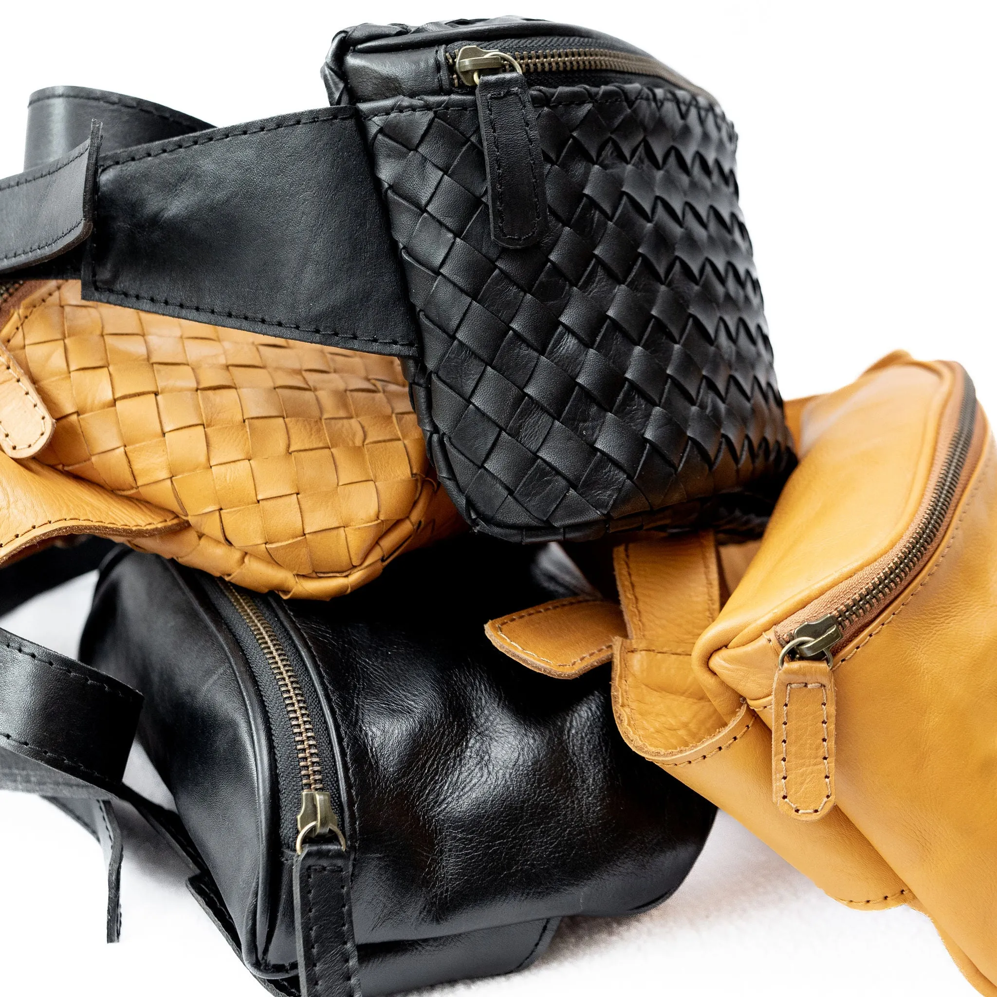 Leather Woven Side Bag