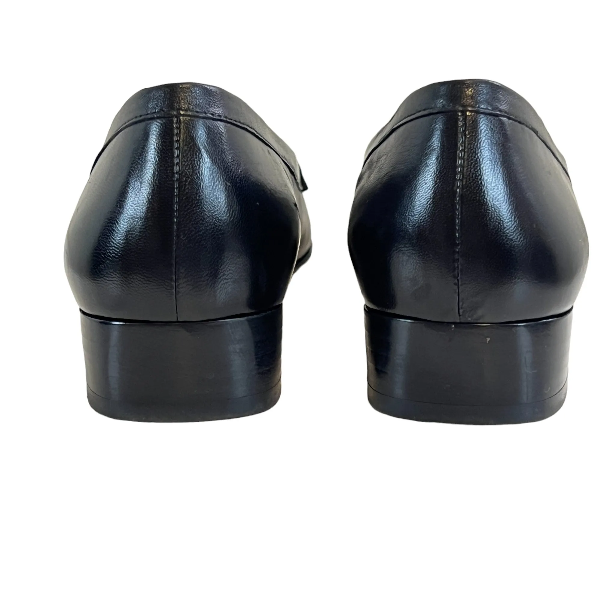 Salvatore Ferragamo Black Leather Gancini Logo Loafers Size 7 4A