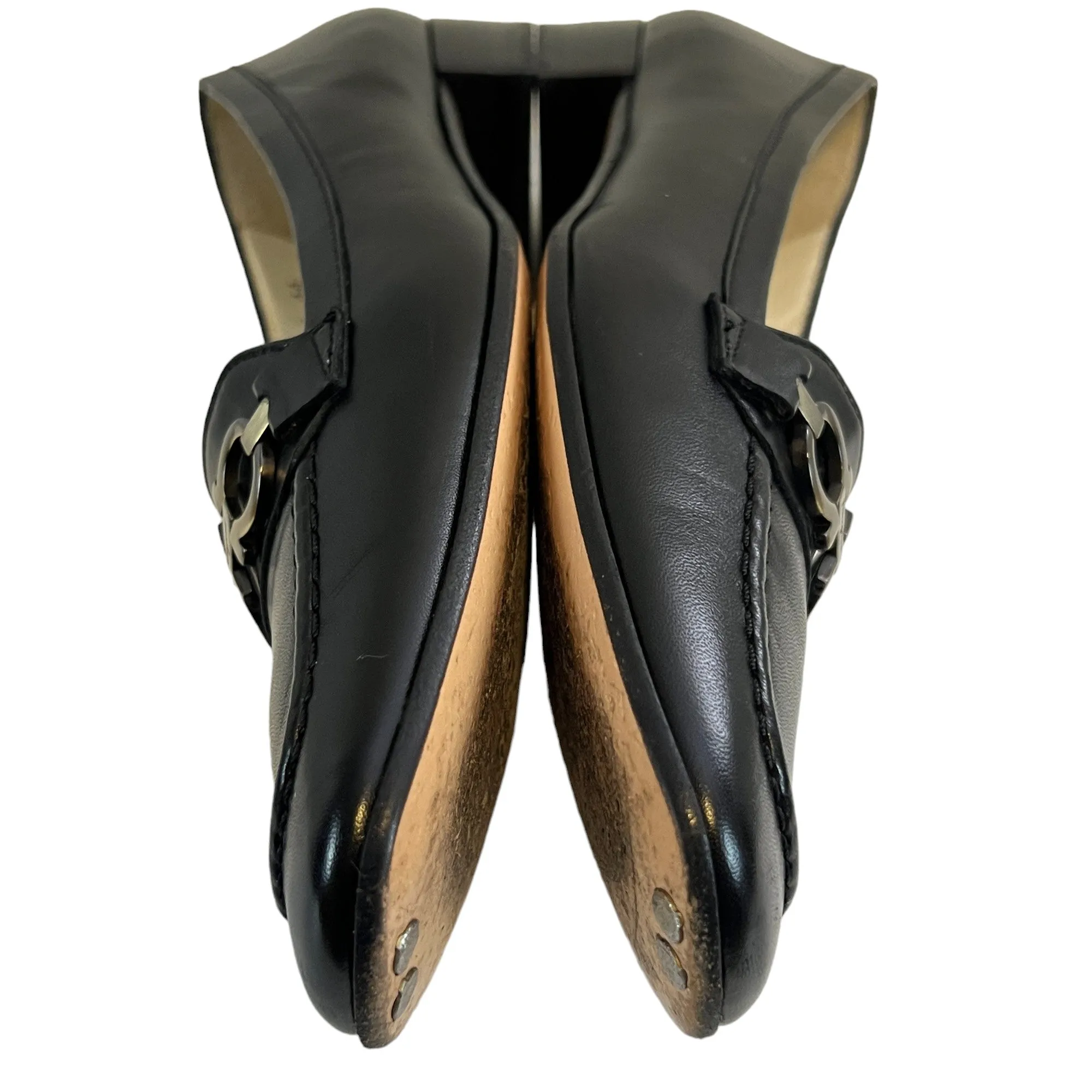 Salvatore Ferragamo Black Leather Gancini Logo Loafers Size 7 4A