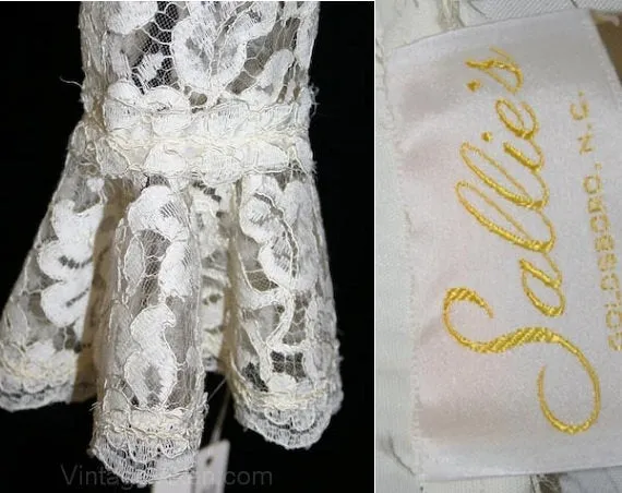 Size 10 Vintage Lace Wedding Gown with Edwardian Flair - Retro 60s Bridal Gown - NWT Deadstock - Three Foot Train - Bust 37 - 32769